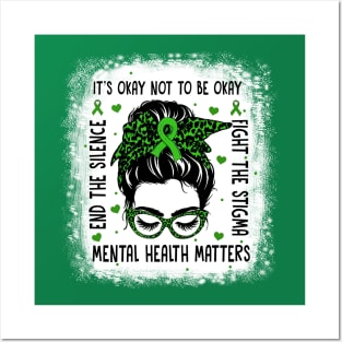 Mental Health Matters, Messy Bun Mental Health Awareness Posters and Art